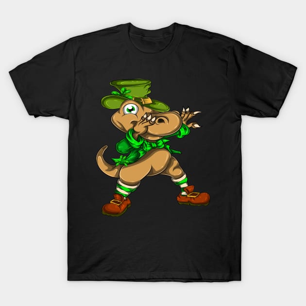 Trex Dinosaur Dabbing Green St Patricks Day T-Shirt by ShirtsShirtsndmoreShirts